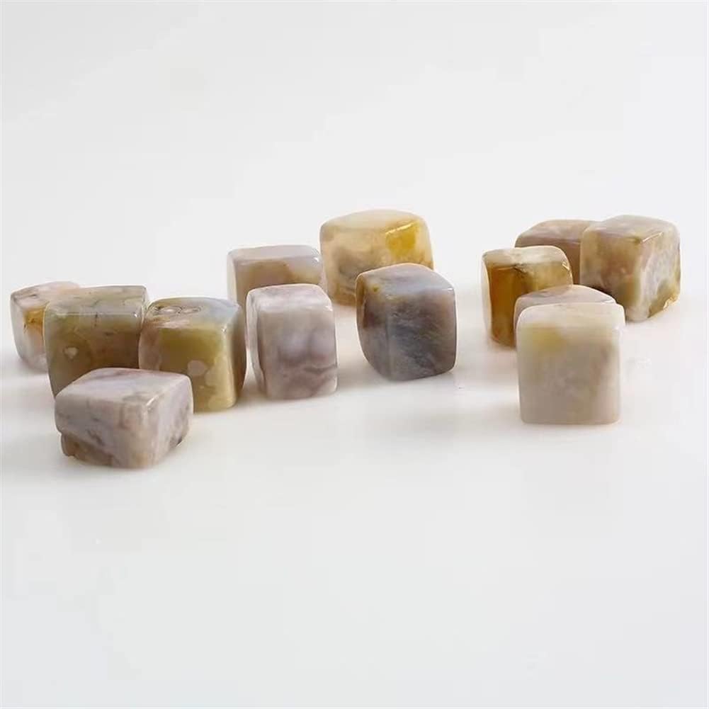 Stone 10pc 20mm-25mm Natural Flower Agate Cube Diamond Polish Crystal for Home Decoration Natural Stones Household