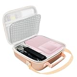 Caractéristiques du produit : 1 étui de rangement rigide rose, dimensions extérieures : 24 cm x 21,5 cm x 10 cm, avec sangles de 140 cm.
