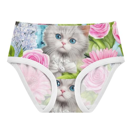 Toddler Girls Underwear 2t Cotton Little Girl Panties Fun Print Briefs Kids Undies Adorable Kittens Flowers