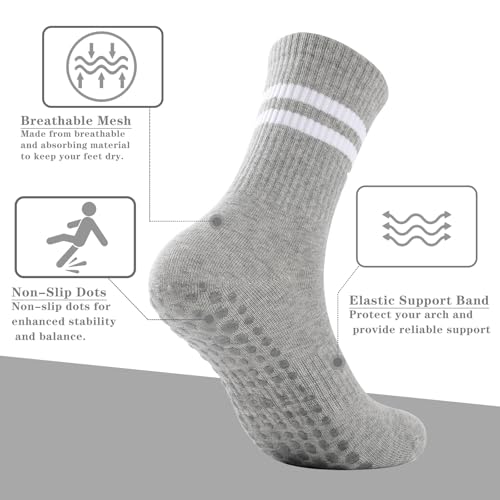 Image of loudashuaiqi Grip Pilates Socks Non Slip Athletic Yoga Socks with Grips for Women Grippy socks for Hospital Workout Barre