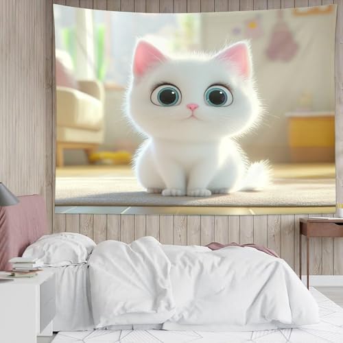 Couverture murale 3D chat mignon tapisserie murale et tenture en polyester