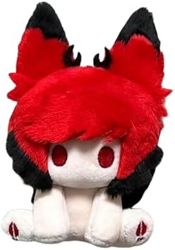 Hushan Alaster Plush, 3.9 inches 10 cm, Unofficial, Hazvin Hotel Doll, Red Devil, Sit, Cat, Mini Doll, Cute, Cat, Toy, Halloween, Christmas, Birthday, Gift, Anime Goods