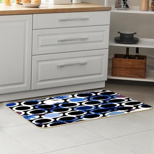Lot de 2 tapis de cuisine antidérapants absorbants et lavables bleus - 7