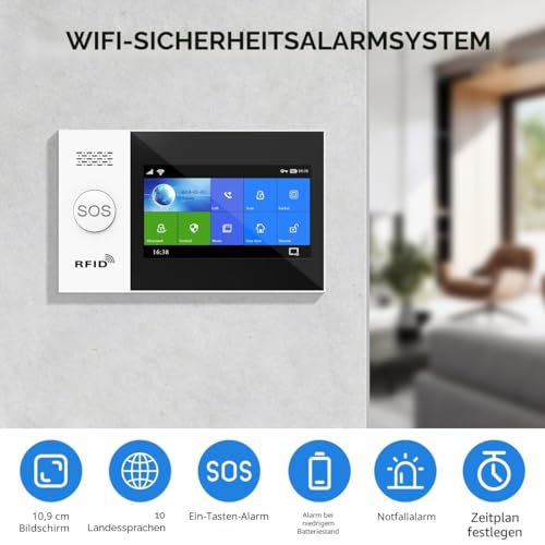 Wireless Home Alarmanlage, Wi-Fi-Sicherheit salarmsystem mit 4,3 Zoll Full-Touch-Bildschirm...