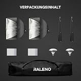 RALENO Softboxen, 2 x 50 W LED Softbox Fotostudio Set, 2 x 50 x 50 cm Fotolicht mit 5500 K Glühbirne und Stativ für Porträtfotografie, Game-Streaming, YouTube-Videofotografie