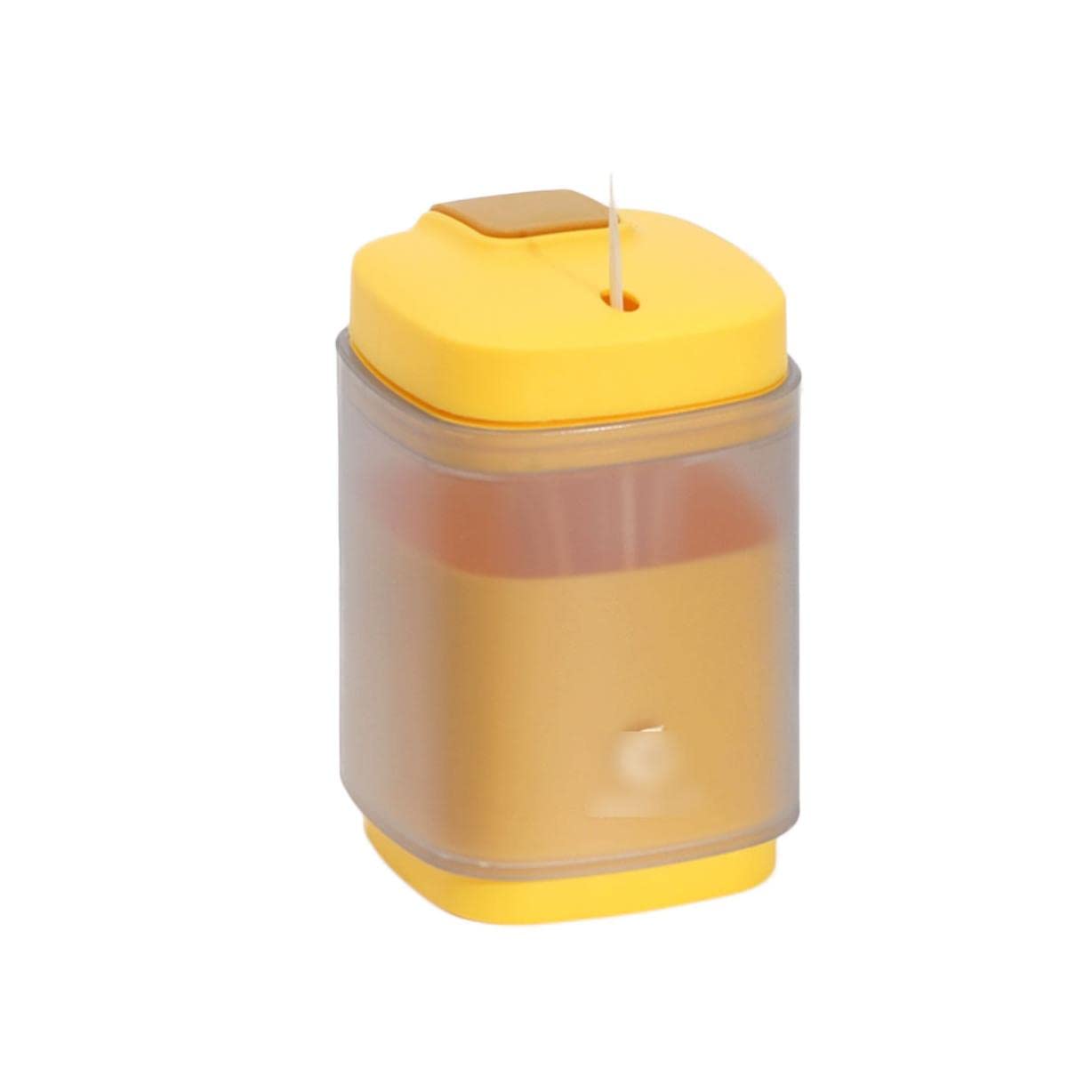 Wdwdw Yellow Toothpicks Dispenser Toothpick Box Fashion Press Type Holder Plastic Desktop Automatic