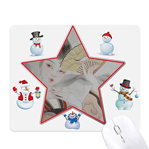 Tapis de souris paysage chinois et bonhomme de neige pour bureau chic