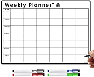 TMS A3 Magnetic Weekly Planner Whiteboard for Fridge | Dry Wipe Meal Planner, Calendar or Memo Board | Plan Family or Business Tasks | Dry Erase To Do List Magnet | with 4 Dry Erase Pens [30 x 42cm]