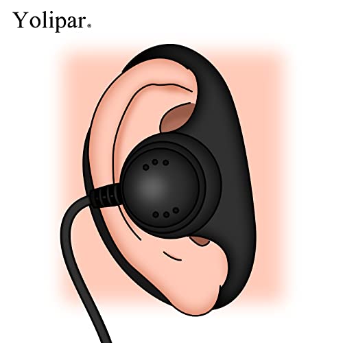 Yolipar Earpiece Surveillance Kit Compatible with BaoFeng, BTECH, Kenwood Walkie Talkie with PTT Mic Headset Accessories (D-Shaped)