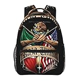 KOSUES Mexican American Flag Eagle Laptop Backpacks Double Shoulder Laptop Pack Bag Daypack Back Pack Bags Rucksack Computer Bag with Side Pockets Front Zipper Pockets For Commutes Travel