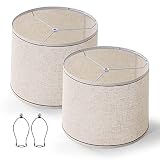 Eidonta Set of 2 Beige Lamp Shade Drum Lampshades for Table Lamp, 11.8"x12.6"x9.8", Medium Fabric Na