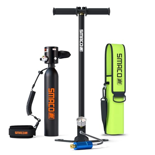 SMACO Mini Tauchflasche 0,5L Sauerstoffflasche Tauchen Mini Taucherflasche für Unterwasseratmung Tragbare Tauchen Sauerstofftank Lung Air Tank für Notfallrettung Bootsreinigung Tauchausrüstung S300