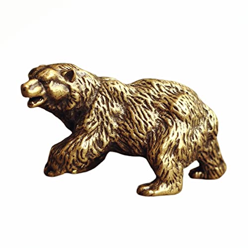 Sculpture ours en pur cuivre solide avec finition patinée brun anti-usure