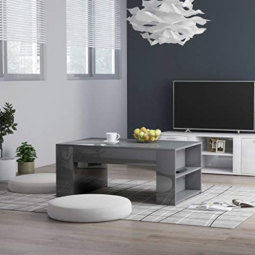 Goliraya Mesa de Centro Moderna de Aglomerado Blanco,Mesa de Salon Moderna 100x60x42 cm Cover