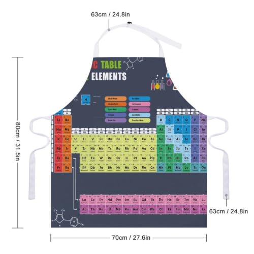 Polyester Bib Apron with Front Pockets Adjustable Neck Strap Kitchen Chef Cooking Baking Grill for Men Women 2019 Updated Periodic Table Of Elements Science Freak Chemistry Lovers For Fun Learning - Image 2