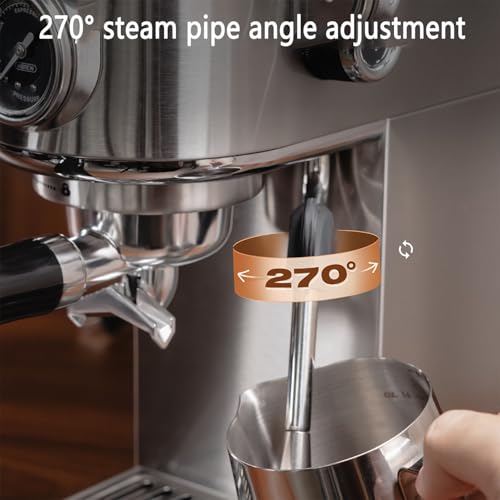 Mini Coffee Machine, Compact Espresso Maker with Pressure Gauge, Steam Wand for Cappuccino & Latte - Image 7