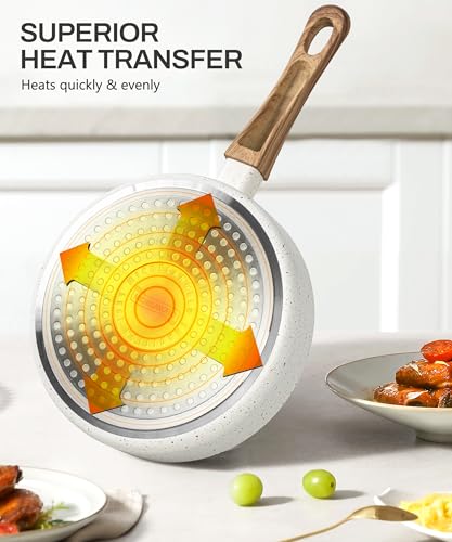 Image of MICHELANGELO Small Frying Pan Nonstick - 6 Inch Single Egg Frying Pan, Mini Skillet with Stay-Cool Handle, Non-Toxic Omelette Pan, White
