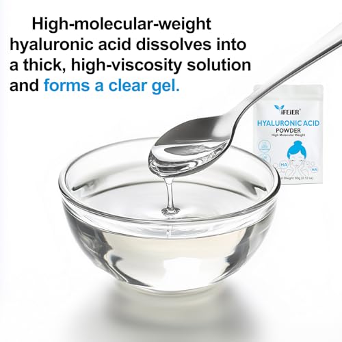 iFEiER 100% Pure Hyaluronic Acid Powder | High Molecular Weight Hyaluronic Acid Serum Powder | 60g(2.12oz) Cosmetics Grade | Sodium Hyaluronate | HMW Hyaluronic Acid ingredient for DIY Serums
