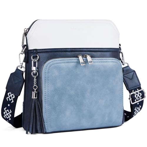 Roulens Crossbody Purse for Women Vegan Leather Medium Crossbody Wallet Bag for Travel Women Shoulder Handbags with Tassel