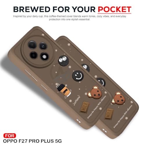 Image of AESTMO Back Case Cover for Oppo F27 Pro Plus 5G | Cute Fun Cartoon 3D Ball | Coffee Silicone Case | Full Body Protection | Camera Protection Back Cover for Oppo F27 Pro Plus 5G (Brown)
