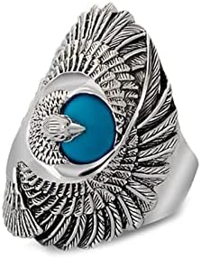 JadeAngel Mens Turquoise Ring, 925 Sterling Silver Rings for Men Jewelry Thai Silver Eagle Band Ring (11)