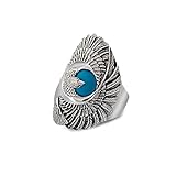 JadeAngel Mens Turquoise Ring, 925 Sterling Silver Rings for Men Jewelry Thai Silver Eagle Band Ring (11)