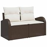 vidaXL Sofá de jardín con cojín Marrón 124 x 62 x 69cm ratán sintético, Juego de Sofás para Jardín y Terraza, Muebles Resistentes al Sol, Diseño Modular y Cómodo para Primavera y Verano