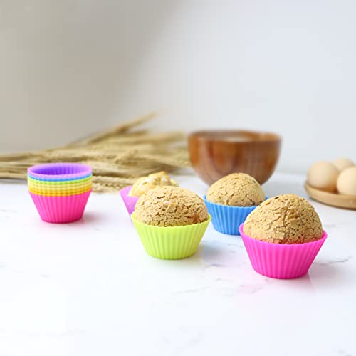 Sawnzc Silicone Baking Cups, Reusable Cupcake Liners, 24 Pack Cake Molds, Standard Size Muffin Liners, Dishwasher Safe #TOP4