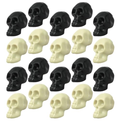 Image of CVUTOVO 30pcs Mini Skull Head Model Plastic Ornament for Halloween Decorations and Party Supplies, Realistic and Vivid Small Skull Figurine Unique Design for Home and Office Décor