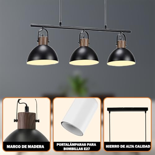 Lámpara para barra de bar o comedor con tres luces industriales E27 4