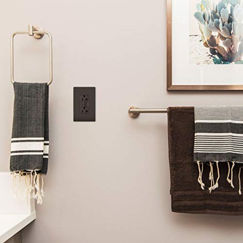 Legrand 15A, 125V, Self-Test Gfci Outlet, 2 Pole, 3 Wire Grounding, Wall Plate Included, Brown #TOP4