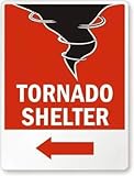 Fsdva Wall Signs Notice Warning Sign Decor 8x12 Tin Metal Signs Tornado Shelter (with Left Arrow) Safety Sign Novelty Signs