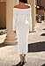 MEROKEETY Women's Winter Off Shoulder Bodycon Sweater Dress 2026 Spring Formal Long Sleeve Elegant Club Party Midi Dresses, White, Small