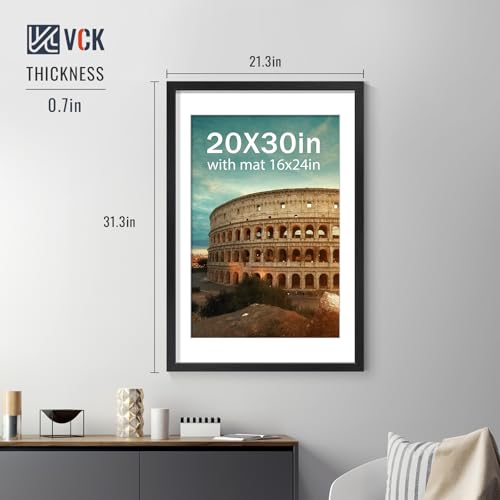 VCK 20x30 Poster Frame 4 Pack, Black Solid Wood, 16x24 Mat, for Picture by VCK - Used condition - Image 2