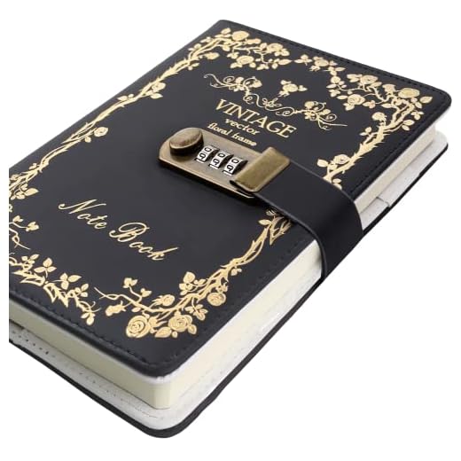 Womens & Men Lock Journal Travel Leather Hardcover Ruled A5 Notebooks Password Locking Notebook