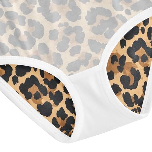 Girls Underwear, Leopard Spots Beige Toddler Panties, Cotton Girls Underwear, 2T–8 Years4