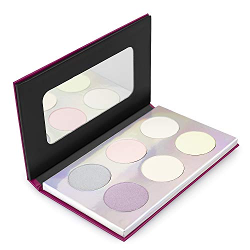 Fabulous Highlight Palette by Marina and Demme, Highlighter Makeup Powder Palette with Mirror, Highlighter Set for Glowing Skin, Set of 6 Shimmery Colors