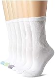Hanes Women's Comfort Blend Crew Sock, White Assorted,  Shoe size 5-9/Sock Size 9-11 (Pack of 6)