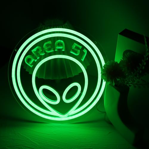 Image of AREA Fifty-One Neon Sign Alien Neon Light USB Powered 3D Art Carving Design NeonLED Desktop Wall Decoration Various Parties Decoration Of Business Premises