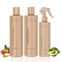 Moehair Trio Pack | Combo of Protein-Infused Shampoo and conditioner Set with Leave-In Conditioner | Hydrates Dry, Damaged Hair | Frizz Control Haircare Combo 12 Fl. Oz