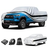 Holthly 10 Layers Truck Cover Waterproof All Weather Custom Fit Chevrolet Colorado(2003-2026) Extended/Crew Cab Short Bed, Outdoor Full Exterior Pickup Car Cover Sun Rain Snow Ice Protection. Sliver