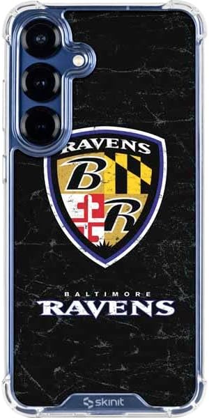 Skinit Clear Phone Case Compatible with Galaxy S25 - Officially Licensed NFL Baltimore Ravens - Alternate Distressed Design