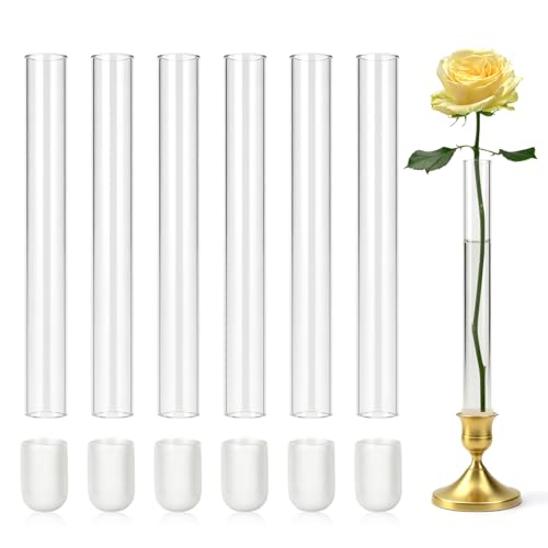 CGBE Glass Bud Vases for Flowers: 7.9 Base Vase for Taper Candle Holders