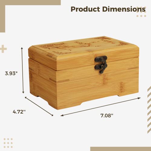 Cdoky Large Wooden Box With Hinged Lid, Bamboo Wood Multi-Purpose Storage Box With Tray 2 Compartments, Natural Wood Organizer For Photos, Jewelry Home Office Decor, 7 X 5 X 4 In (Large) #TOP4