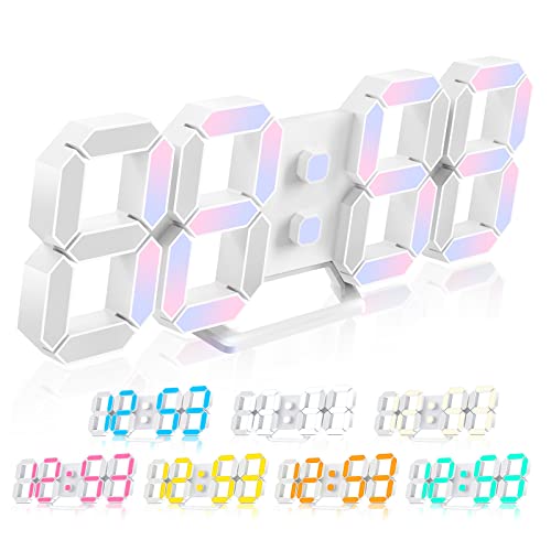 Epsky Led Digital Alarm Clock 3D Wall Clock Dimmable Without Noise Snooze Usb 12/24 Hours Date Remote Adjustable Night Light Bedroom Living Room Kitchen Office Colorful, Multicolor (Ck-Led1303) #TOP4