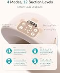 Paruu P16 Pompe à sein portable, pompe à sein électrique portable sans mains 4 Modes & 12 Niveaux d'aspiration, 309mmHg Max Suction puissante, 19/21/24mm Inserts à brides, Pompe d'allaitement sans fil, paquet de 2