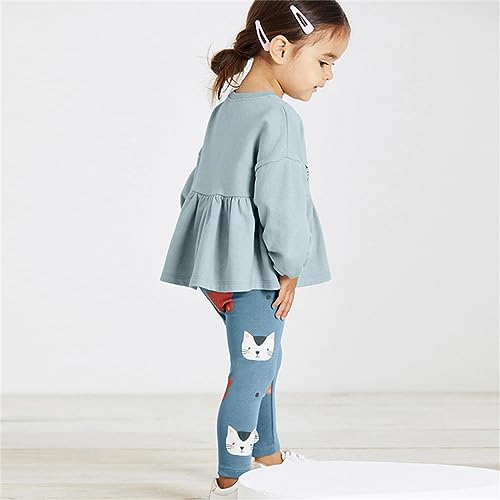 Image of Little Girls Unicorn Outfits 2 Piece Kids Ruffle Sleeve Sweatshirt + Leggings Fall Leopard Clothing Sets 2-10 Years
