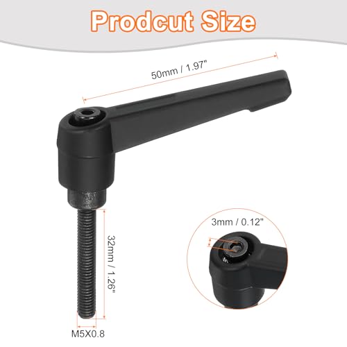 Image of uxcell 4Pcs M5 x 32mm Adjustable Knobs Handle Male Thread Push Button Ratchet Quick Release Locking Rotating Bolt for Lathe Machinery, Black