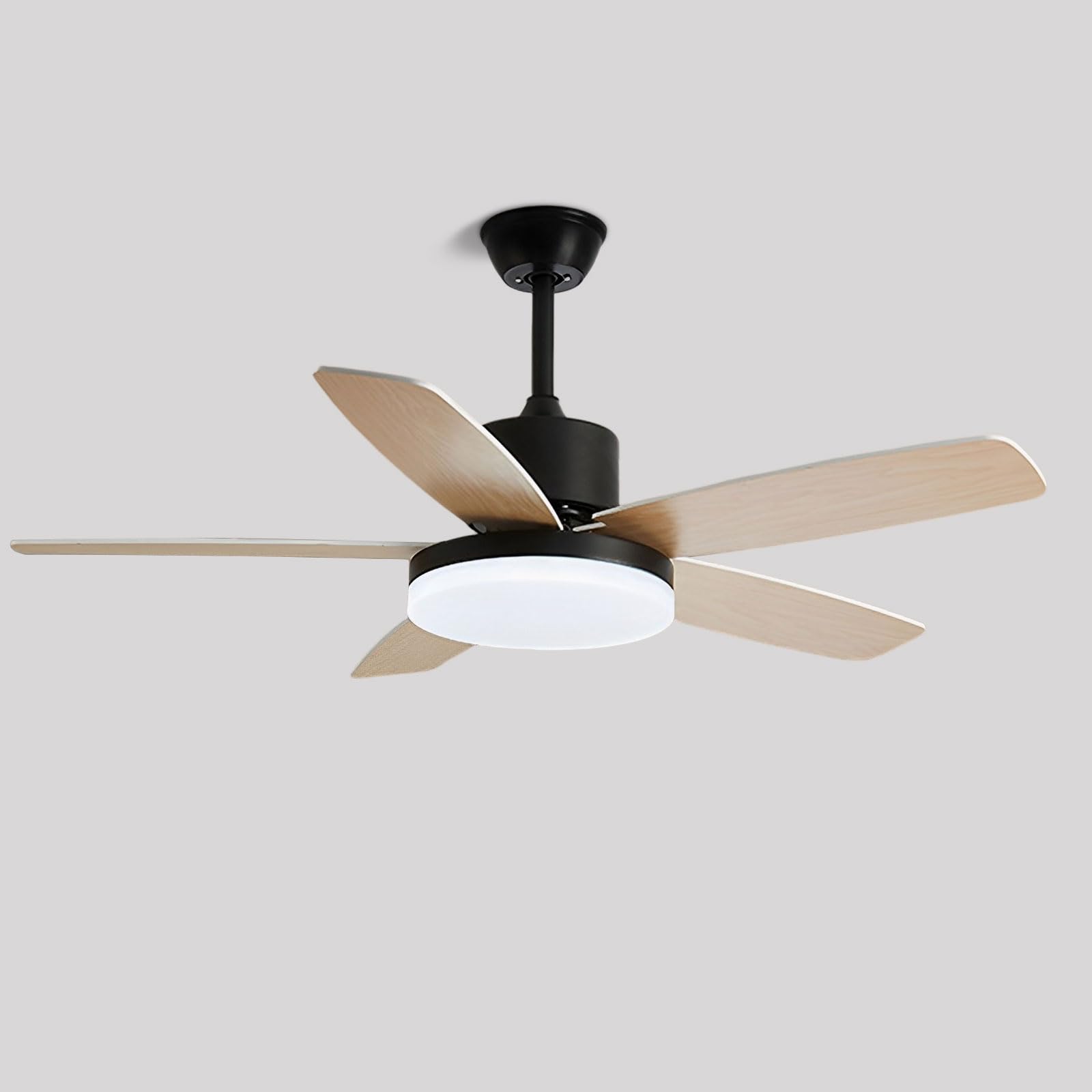 SXDMOUBK Quiet Ceiling Fan Indoor Remote Fans With Lights 36W LED Dimmable Light Fixtures For Bedroom Living Room Classroom Restaurant 6 Speeds, 5 Plywood Blades