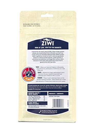 ZIWI Dog Chews and Treats – Lamb Trachea - All Natural, Air-Dried, Single Protein, Grain-Free, High-Value Treat, Snack, Reward 2.1 Ounce (Pack of 1)